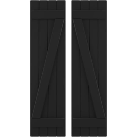 Americraft 4-Board (2 Batten) Wood Joined Board-n-Batten Shutters W/ Z-Bar, ARW102BB414X83BLH